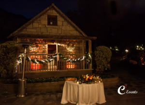 stone house with decor lighting